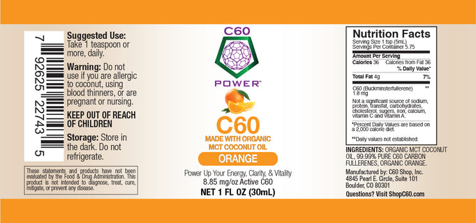 Orange Flavored C60 in MCT Coconut Oil