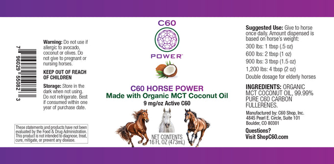 C60 Horse Power - Organic MCT Coconut Oil