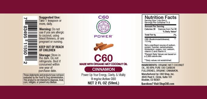 Cinnamon Flavored C60 in MCT Coconut Oil