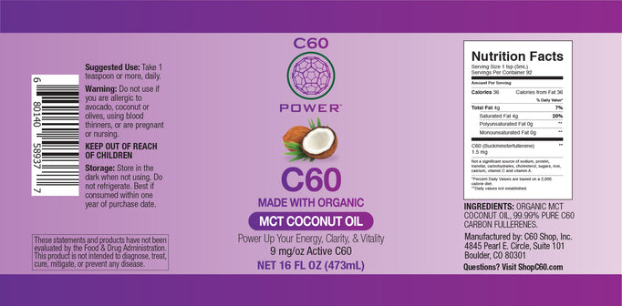 C60 in Organic MCT Coconut Oil