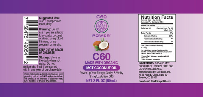 C60 in Organic MCT Coconut Oil