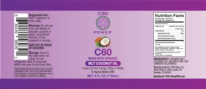 C60 in Organic MCT Coconut Oil