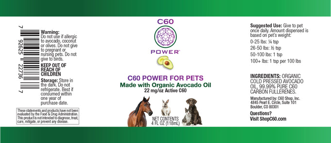 C60 Power for Pets - Organic Avocado Oil