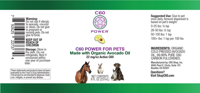 C60 Power for Pets - Organic Avocado Oil