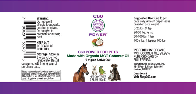 C60 Power for Pets - Organic MCT Coconut Oil