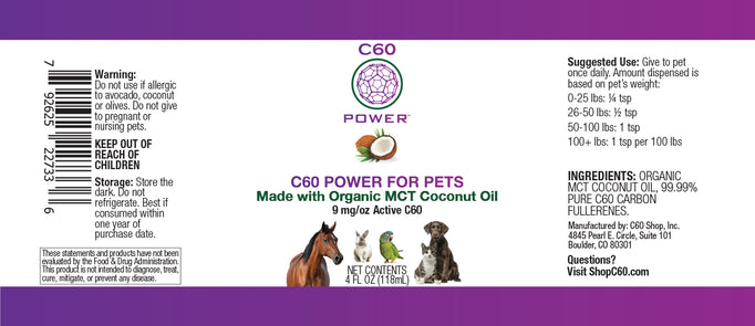 C60 Power for Pets - Organic MCT Coconut Oil