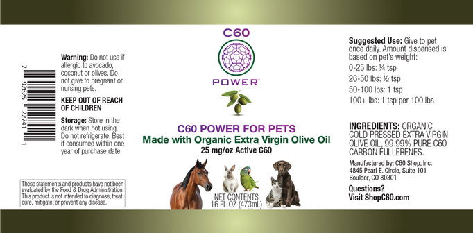 C60 Power for Pets - Organic Extra Virgin Olive Oil