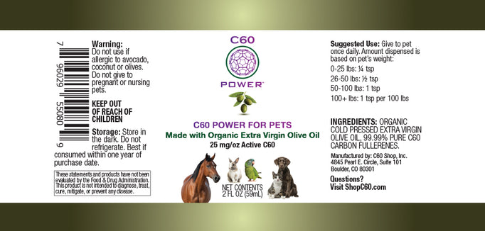 C60 Power for Pets - Organic Extra Virgin Olive Oil