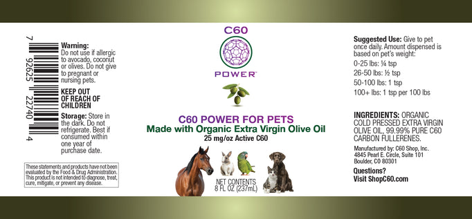 C60 Power for Pets - Organic Extra Virgin Olive Oil