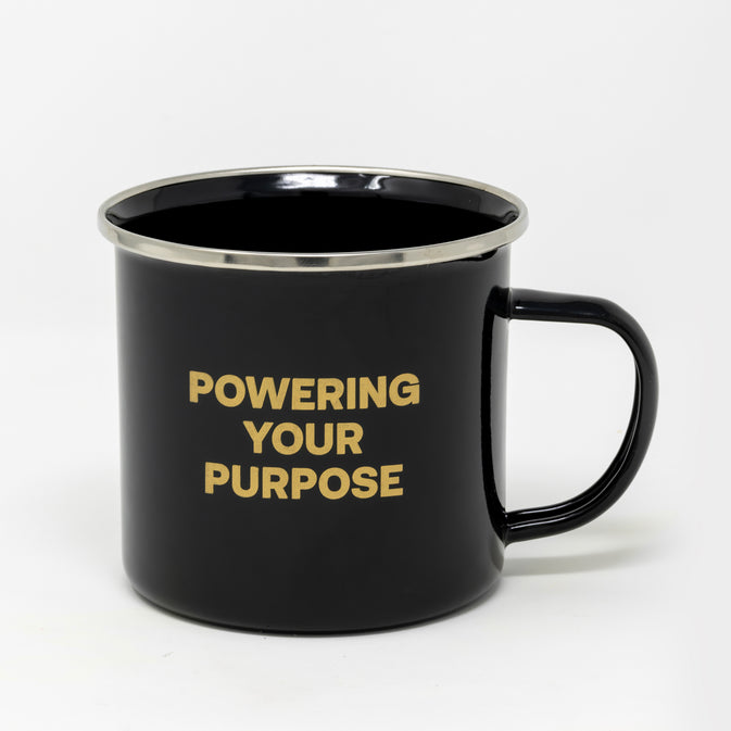 Black Mug with Quote: Powering Your Purpose