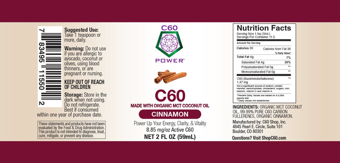 Cinnamon Flavored C60 in MCT Coconut Oil