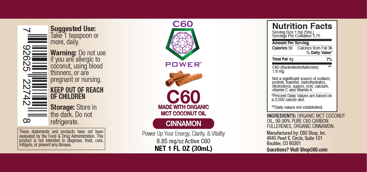 Cinnamon Flavored C60 in MCT Coconut Oil