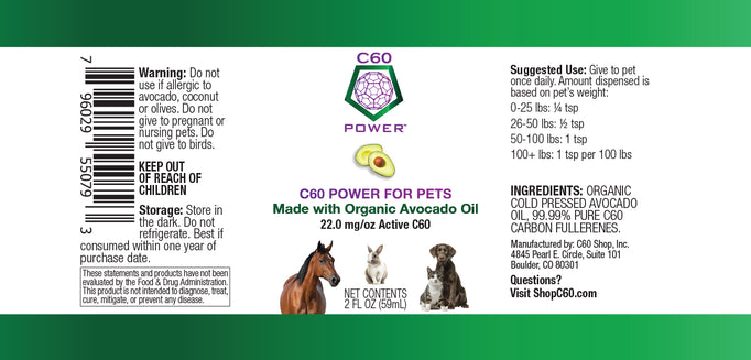 C60 Power for Pets - Organic Avocado Oil