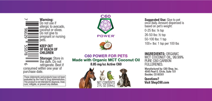 C60 Power for Pets - Organic MCT Coconut Oil
