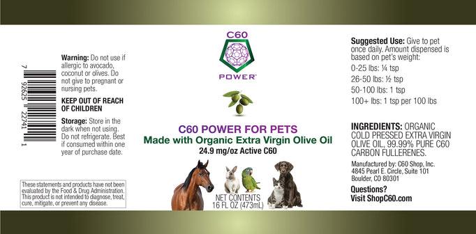 C60 Power for Pets - Organic Extra Virgin Olive Oil