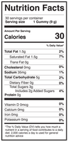Tart Cherry C60 Gummies - 1 Box of 30 Gummies - Nutrition Facts